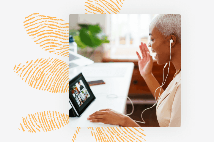 Montage of a photo of a woman and a plant graphic